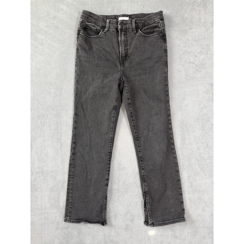 Good American Women's Jeans Size 6/28 Side Slit Straight Leg High Rise Black
